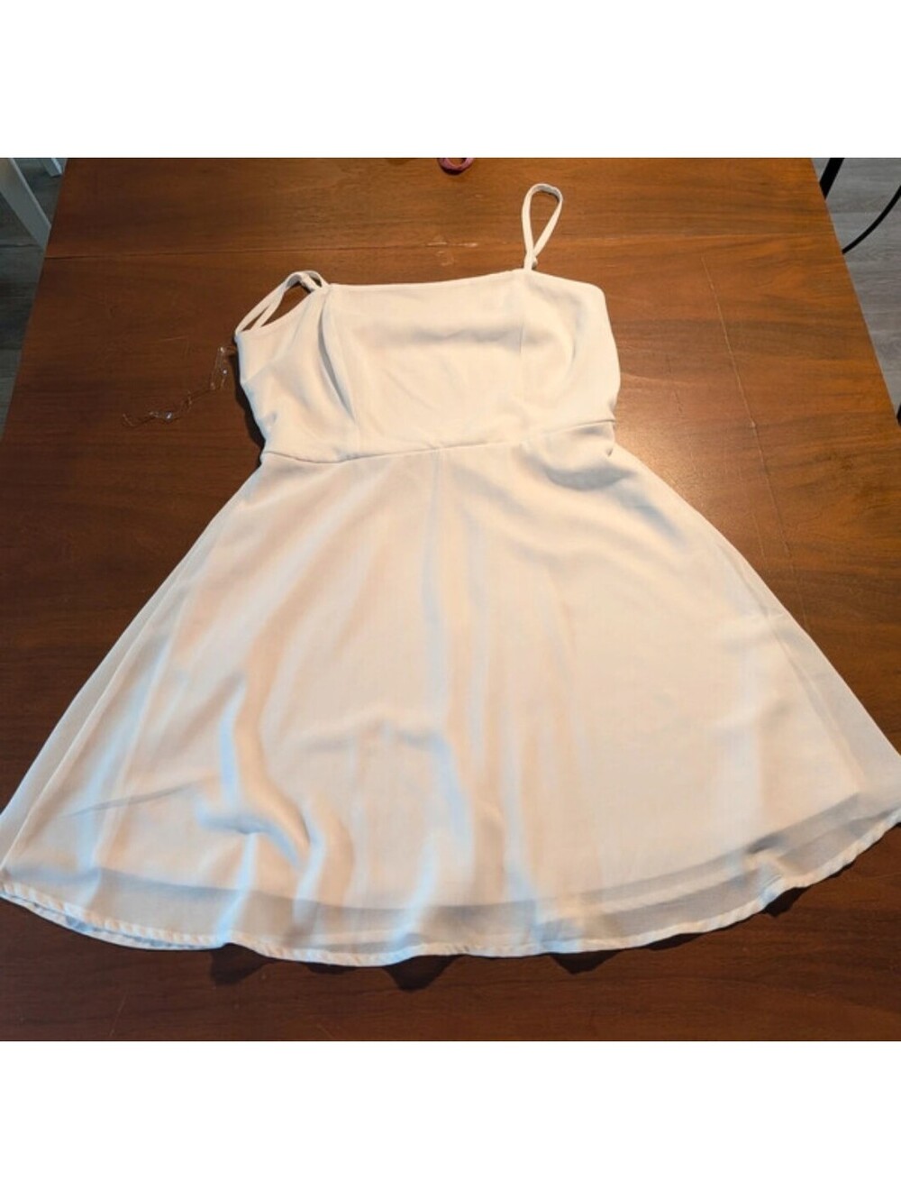 White Fit & Flare Dress | Spaghetti Strap Skater Dress